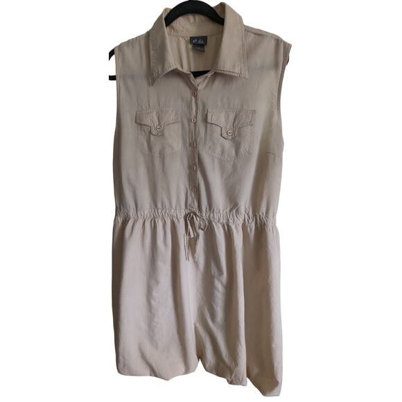 Dots Women's Plus Size 2X Sleeveless Button Down Tan Dress - Picture 1 of 12